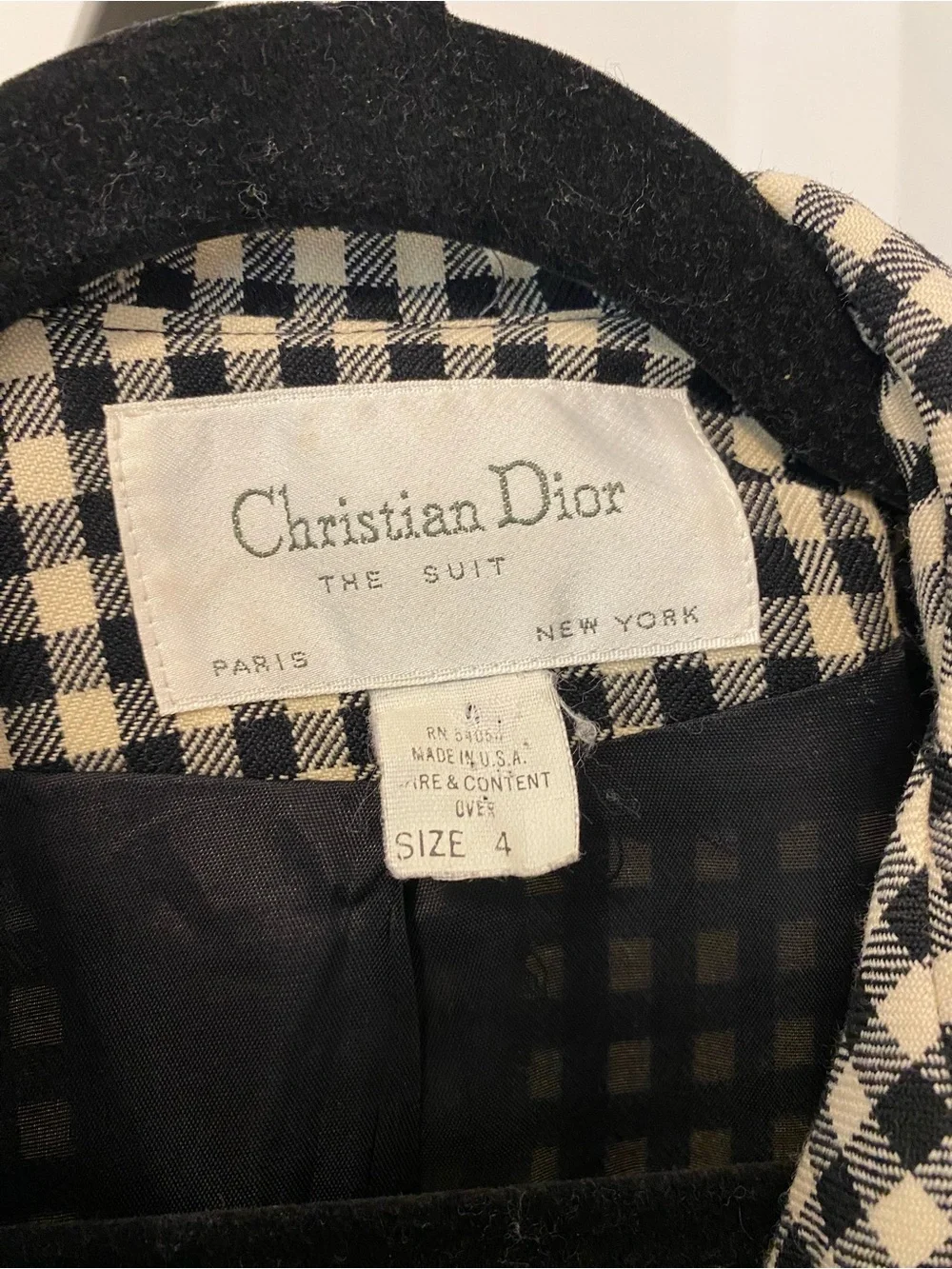 Christian Dior The Suit Vintage Wool Gingham Double-Breasted Jacket